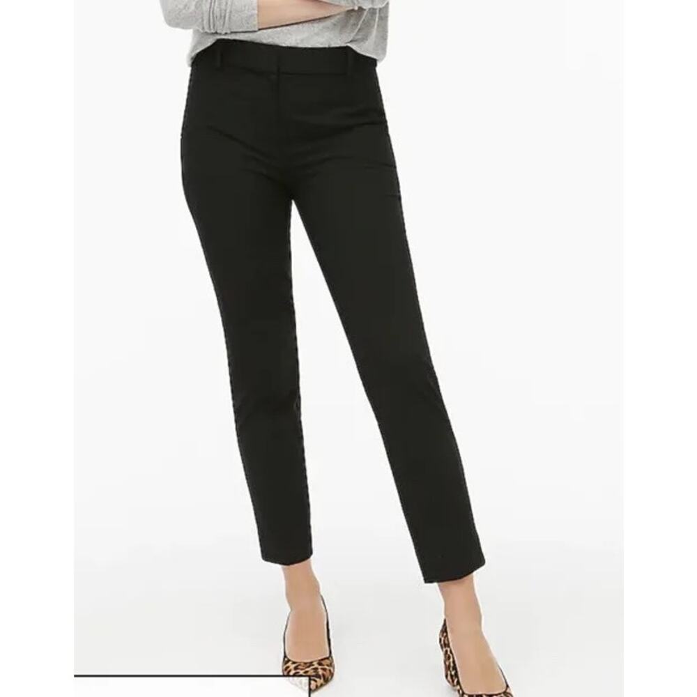 J.Crew Womens Tailored Wool Pants Size 0 Black Pull On Mid Rise B5850